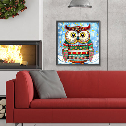 Christmas Owl - Full Round Drill Diamond Painting 30*30CM