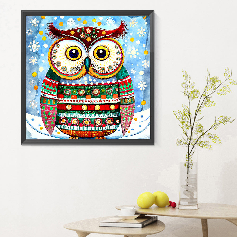 Christmas Owl - Full Round Drill Diamond Painting 30*30CM