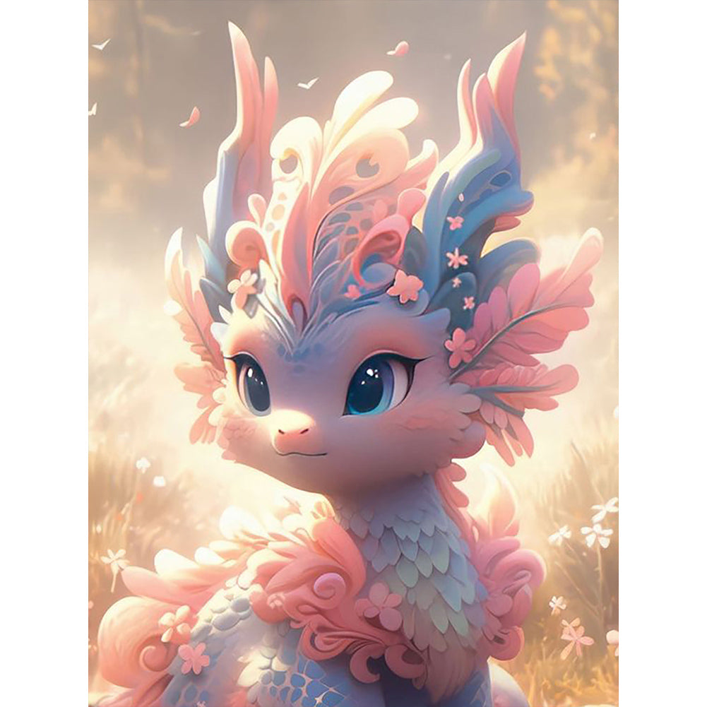 Little Dragon On The Grassland - Full Round Drill Diamond Painting 30*40CM