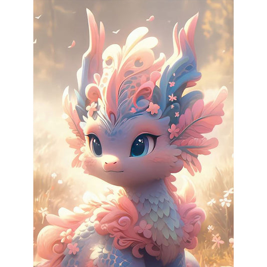 Little Dragon On The Grassland - Full Round Drill Diamond Painting 30*40CM