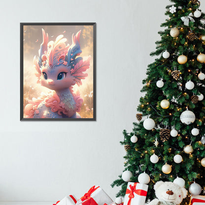 Little Dragon On The Grassland - Full Round Drill Diamond Painting 30*40CM