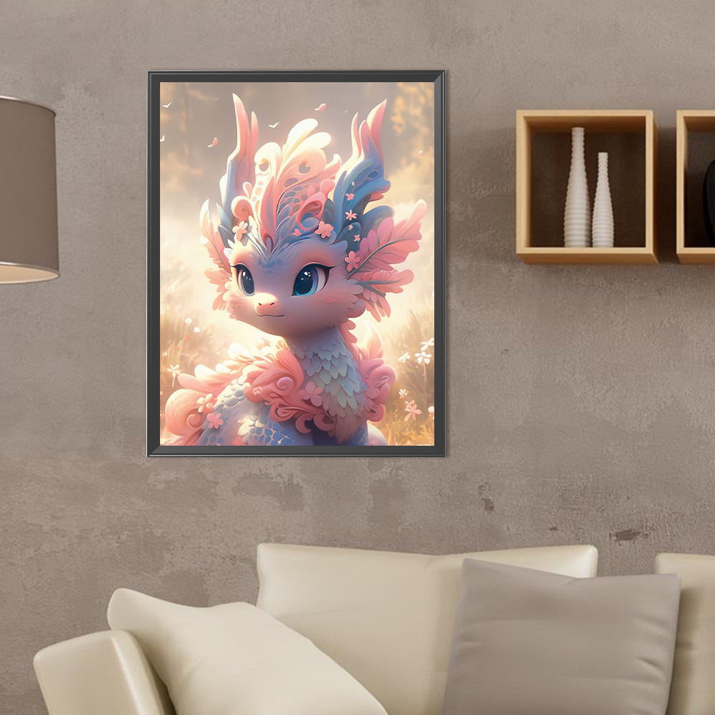 Little Dragon On The Grassland - Full Round Drill Diamond Painting 30*40CM