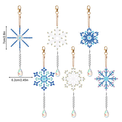 6PCS Suncatcher Snowflake Diamond Drawing Hanging Ornament Diamond Art Pendant