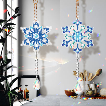 6PCS Suncatcher Snowflake Diamond Drawing Hanging Ornament Diamond Art Pendant