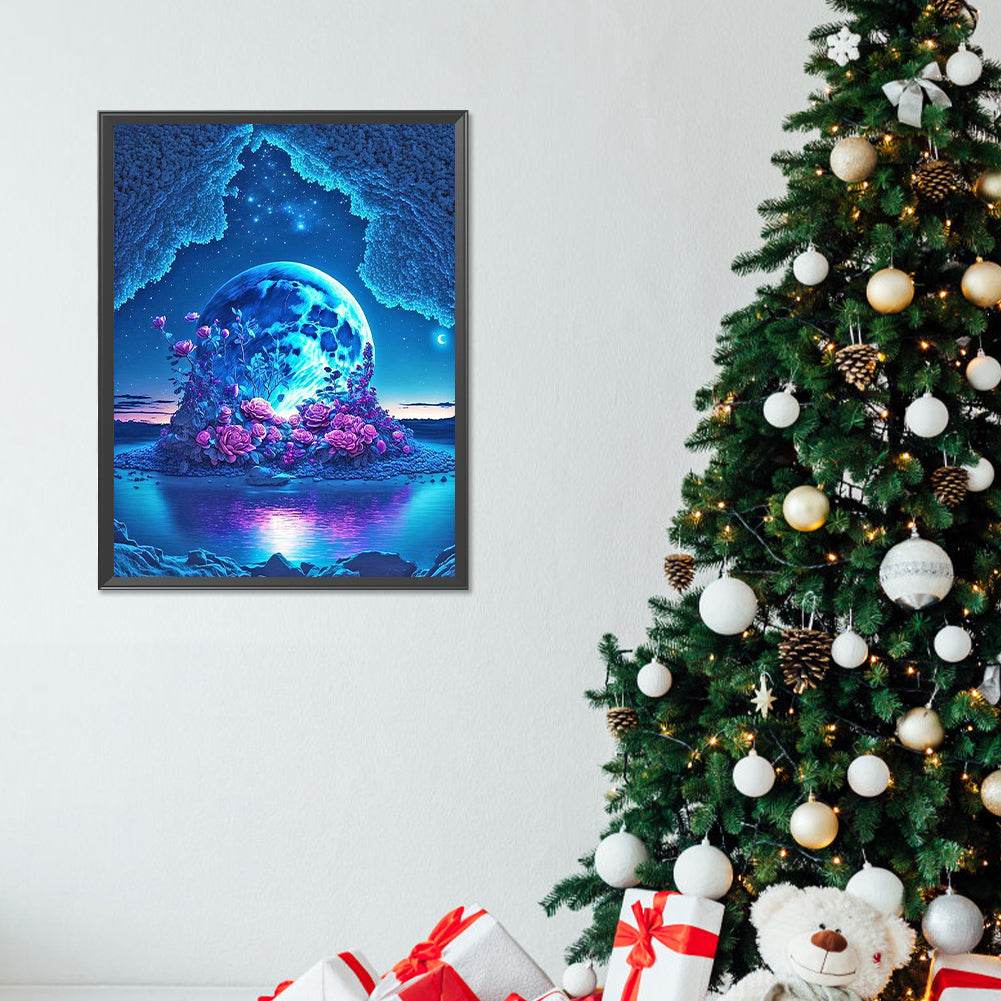 Rose Under The Moon - Full Round Drill Diamond Painting 30*40CM