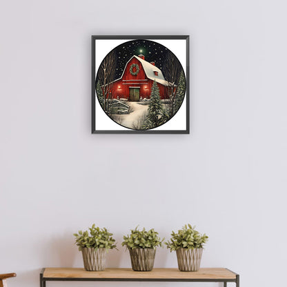 Christmas Snow Red House - Full Round Drill Diamond Painting 30*30CM