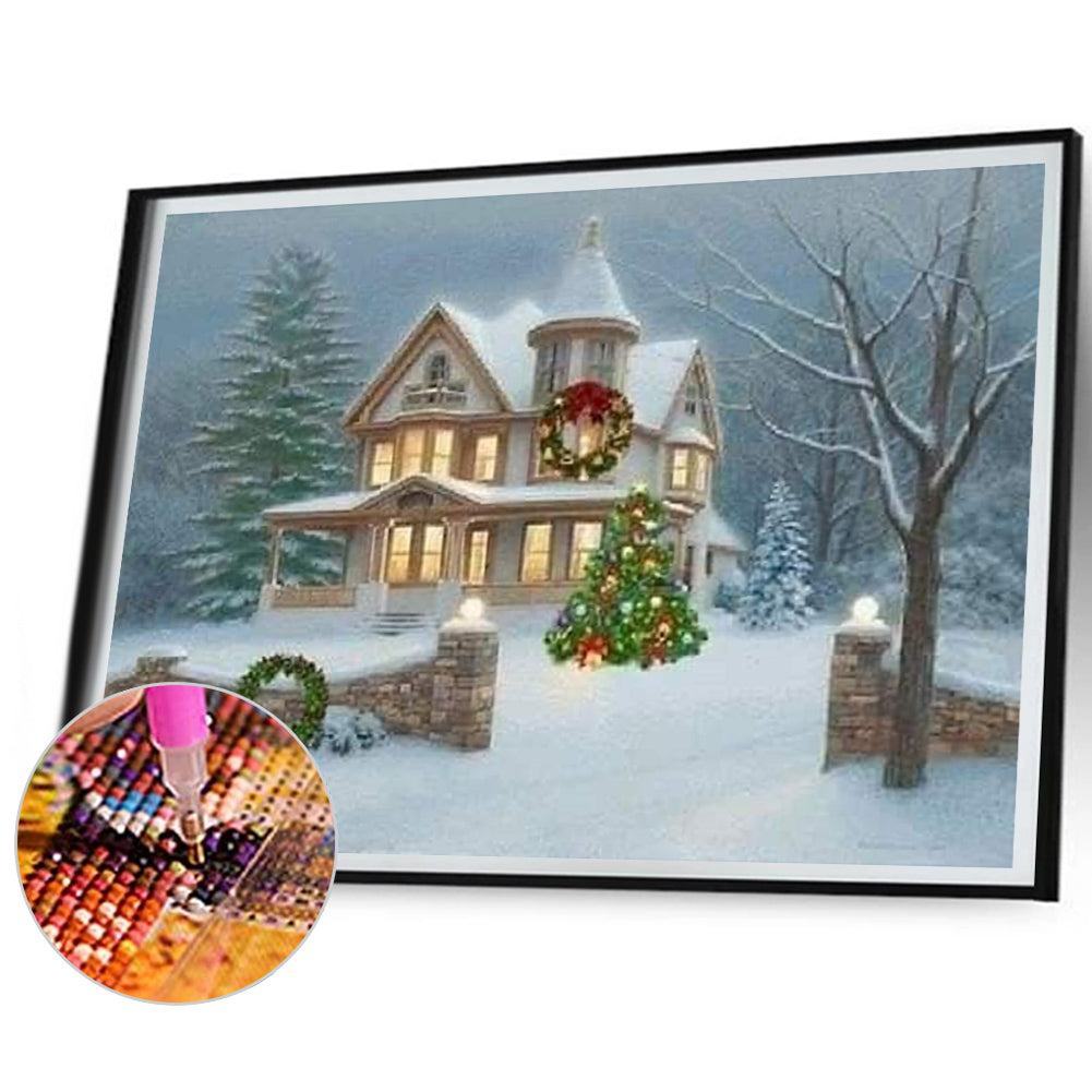 Snow Cabin - Full Square Drill Diamond Painting 40*30CM