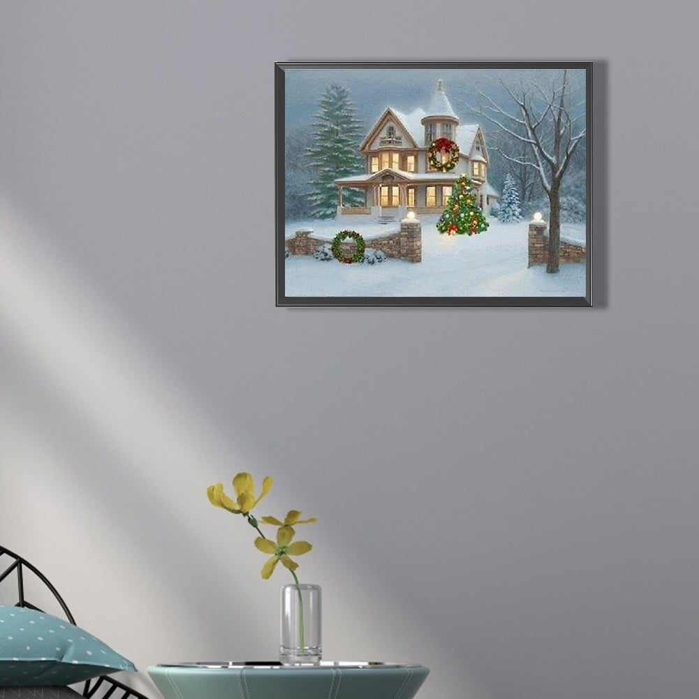 Snow Cabin - Full Square Drill Diamond Painting 40*30CM