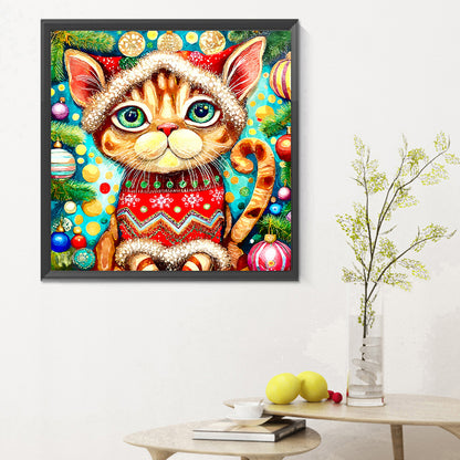 Christmas Kitten - Full Round Drill Diamond Painting 30*30CM