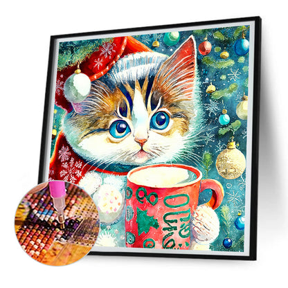 Christmas Kitten - Full Round Drill Diamond Painting 30*30CM