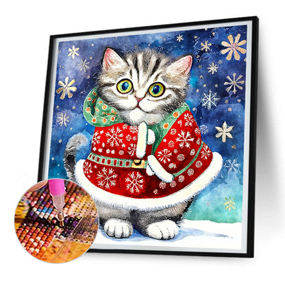 Christmas Kitten - Full Round Drill Diamond Painting 30*30CM