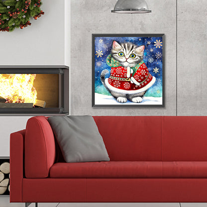 Christmas Kitten - Full Round Drill Diamond Painting 30*30CM