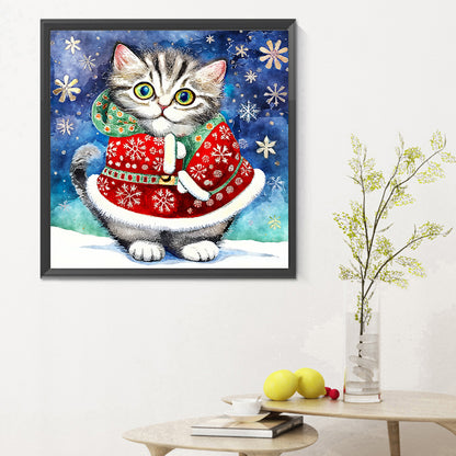 Christmas Kitten - Full Round Drill Diamond Painting 30*30CM