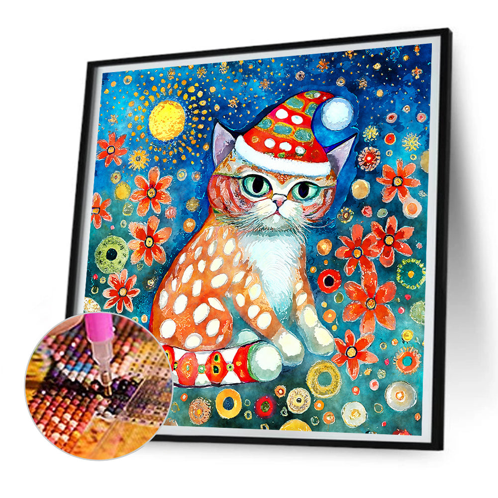 Christmas Kitten - Full Round Drill Diamond Painting 30*30CM