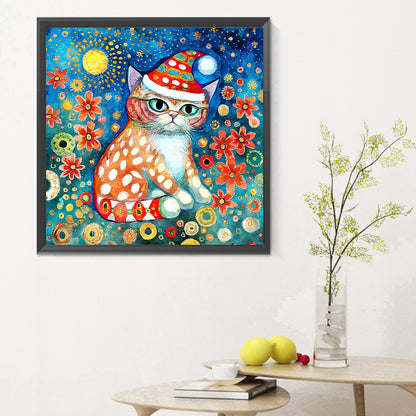 Christmas Kitten - Full Round Drill Diamond Painting 30*30CM