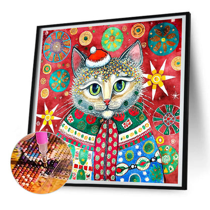 Christmas Kitten - Full Round Drill Diamond Painting 30*30CM