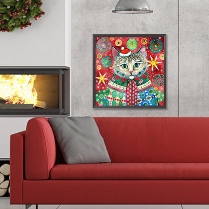 Christmas Kitten - Full Round Drill Diamond Painting 30*30CM