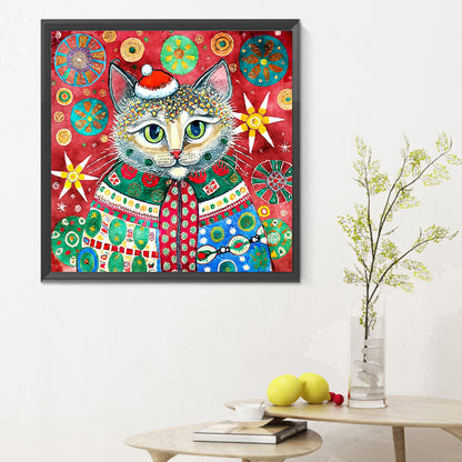 Christmas Kitten - Full Round Drill Diamond Painting 30*30CM