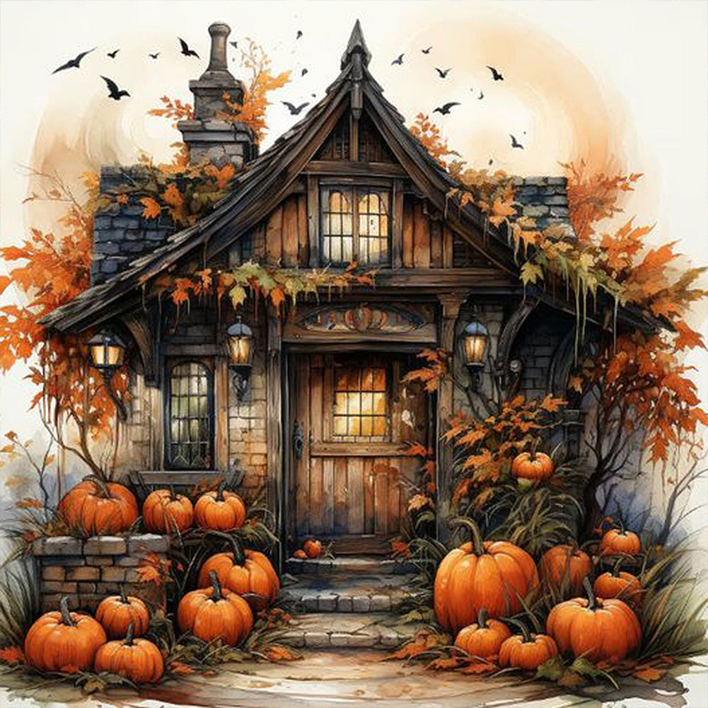 Halloween Pumpkin Street - Full Round Drill Diamond Painting 30*30CM