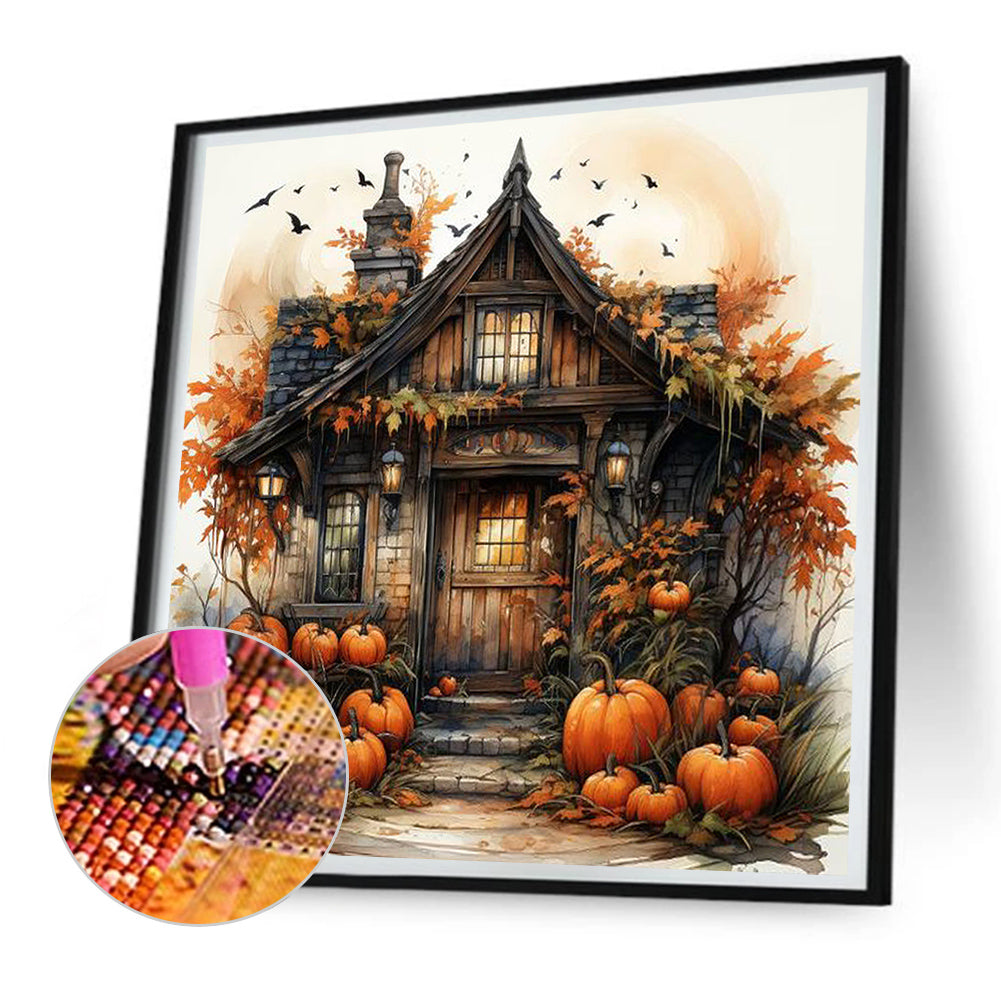 Halloween Pumpkin Street - Full Round Drill Diamond Painting 30*30CM