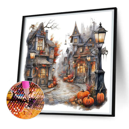 Halloween Pumpkin Street - Full Round Drill Diamond Painting 30*30CM