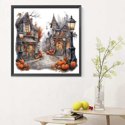 Halloween Pumpkin Street - Full Round Drill Diamond Painting 30*30CM