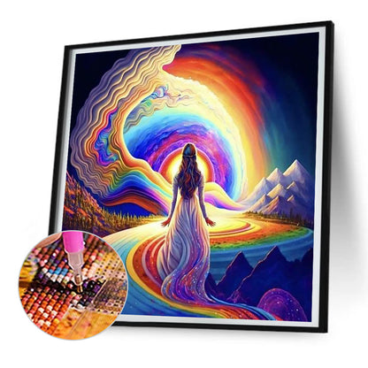 Color Smoke Girl - Full Round Drill Diamond Painting 30*30CM