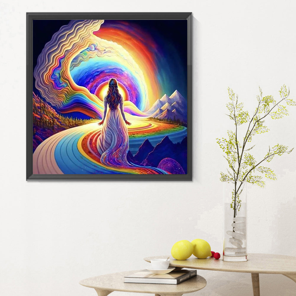 Color Smoke Girl - Full Round Drill Diamond Painting 30*30CM