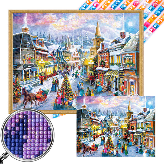 Christmas Street Scene - Full AB Drill Square Diamond Painting 50*65CM