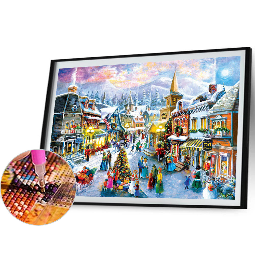 Christmas Street Scene - Full AB Drill Square Diamond Painting 50*65CM