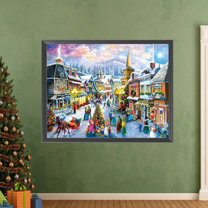 Christmas Street Scene - Full AB Drill Square Diamond Painting 50*65CM