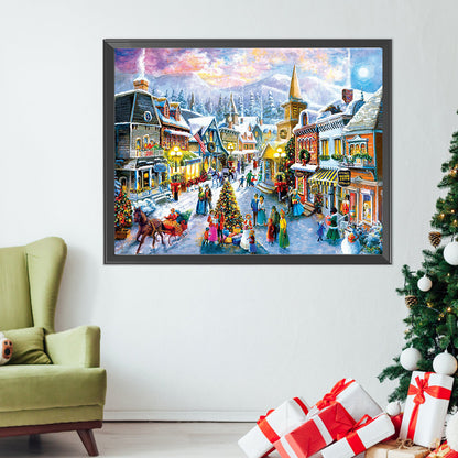 Christmas Street Scene - Full AB Drill Square Diamond Painting 50*65CM