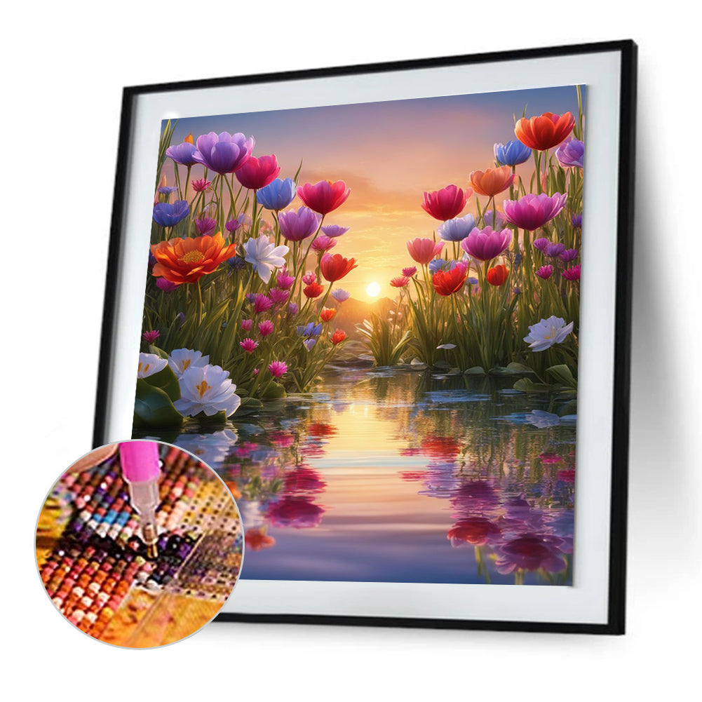 Colorful Flowers - Full Round Drill Diamond Painting 30*30CM