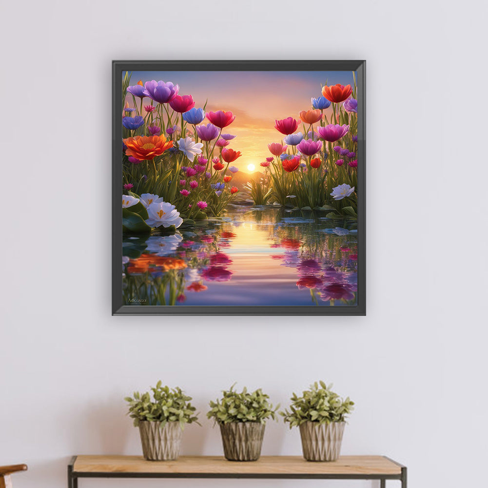 Colorful Flowers - Full Round Drill Diamond Painting 30*30CM