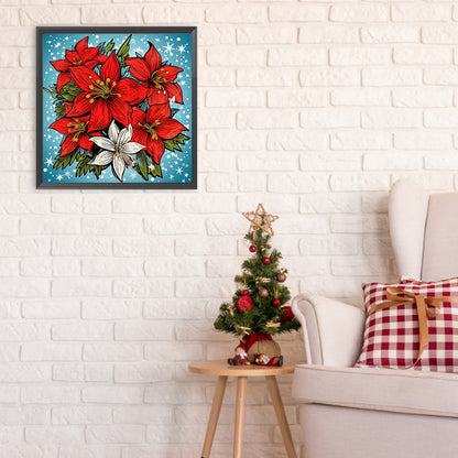 Christmas Red Flowers - Full Round Drill Diamond Painting 30*30CM