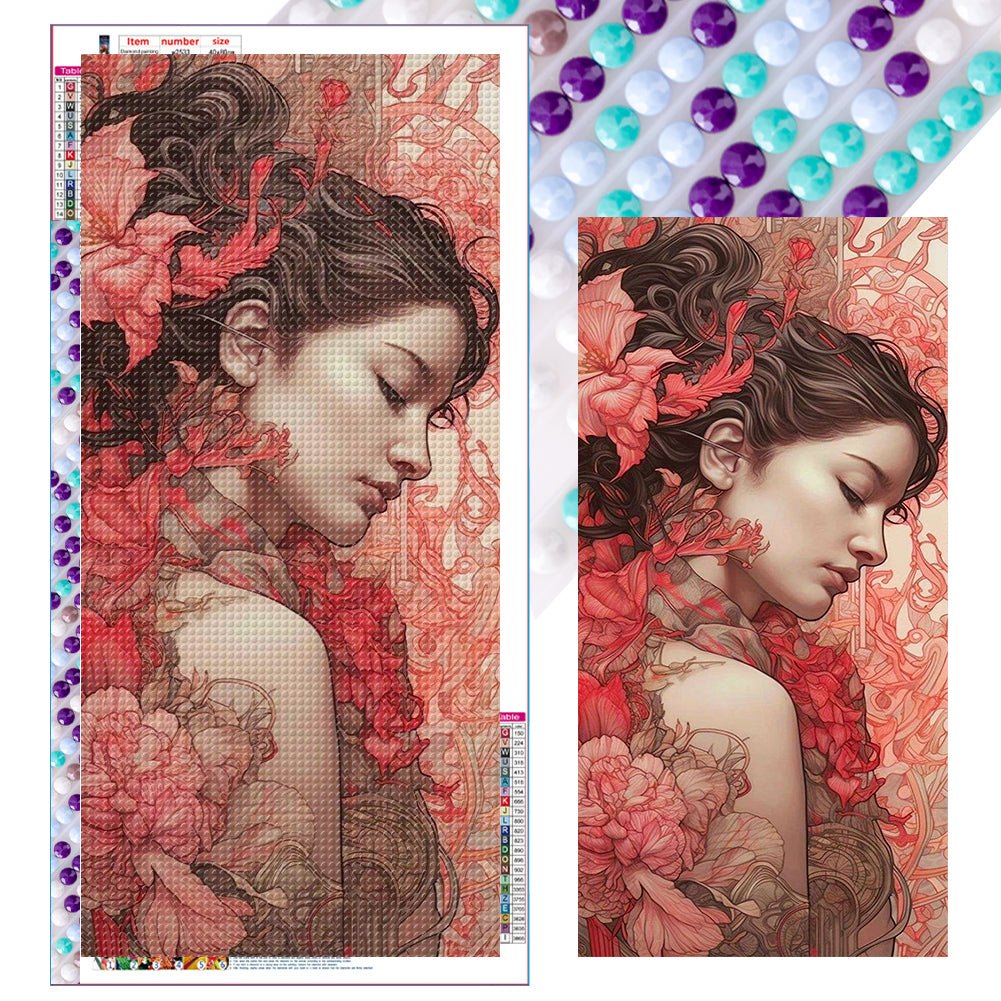 Woman Among Flowers - Full Round Drill Diamond Painting 40*80CM