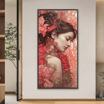 Woman Among Flowers - Full Round Drill Diamond Painting 40*80CM