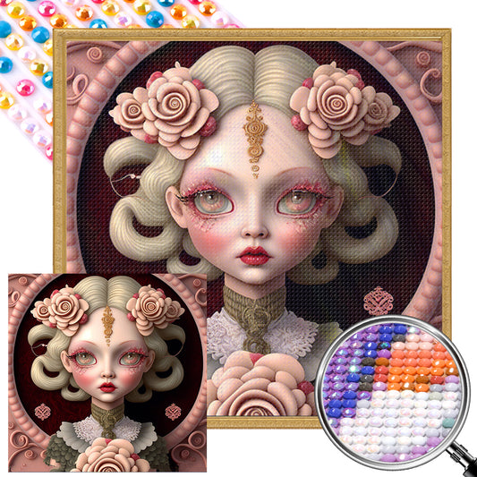 Flower And Girl - Full AB Dril Round Diamond Painting 40*40CM