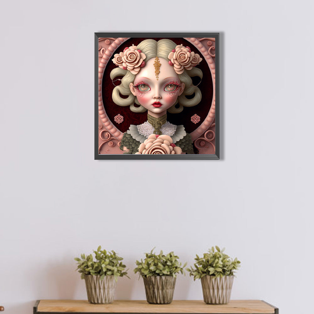 Flower And Girl - Full AB Dril Round Diamond Painting 40*40CM