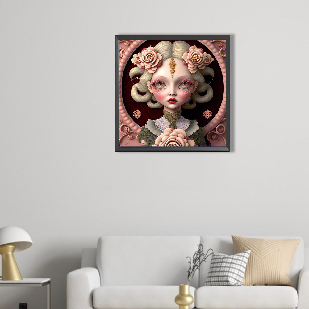 Flower And Girl - Full AB Dril Round Diamond Painting 40*40CM