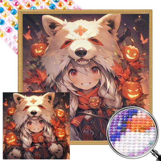 Halloween Wolf Girl - Full AB Dril Round Diamond Painting 40*40CM