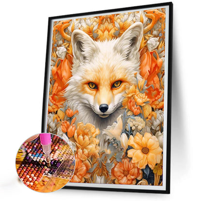 Fox In Flower - Full AB Dril Round Diamond Painting 40*50CM