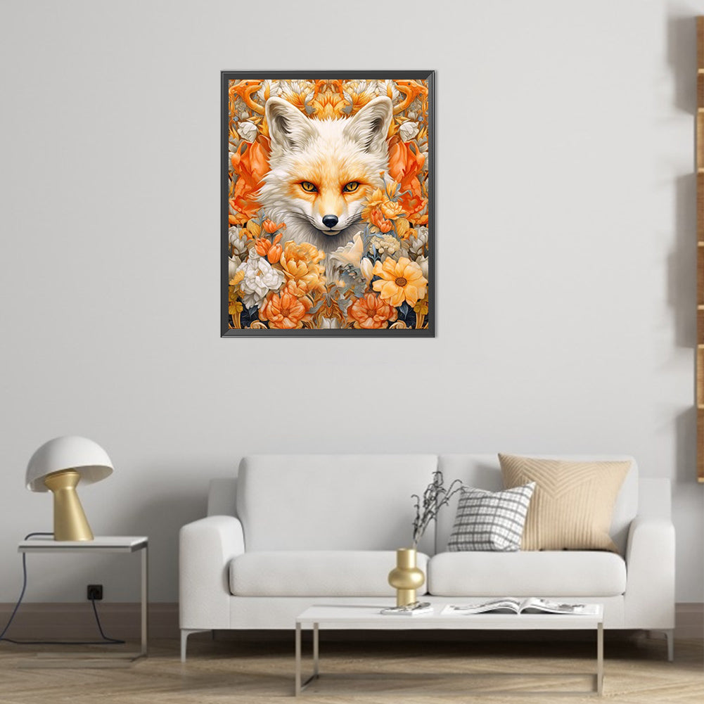 Fox In Flower - Full AB Dril Round Diamond Painting 40*50CM