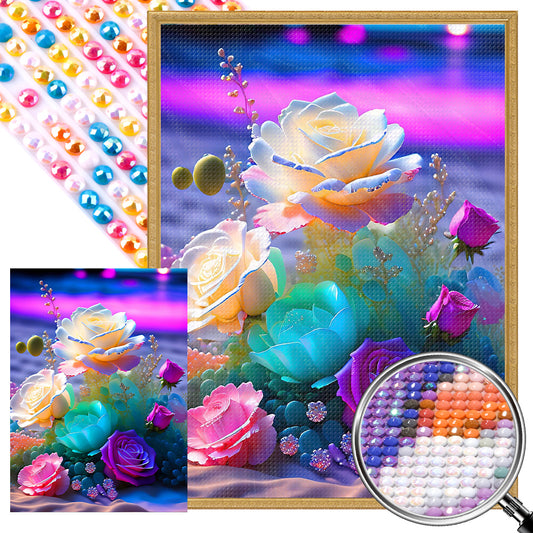 Roses On The Beach - Full AB Dril Round Diamond Painting 40*55CM