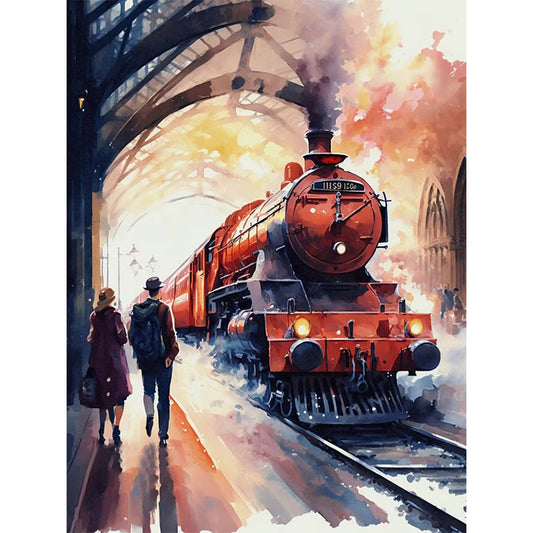 Ink Painting Train - 11CT Stamped Cross Stitch 50*65CM