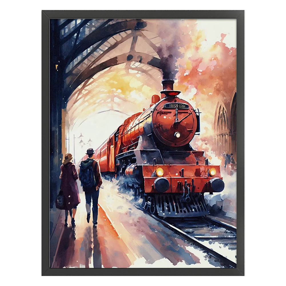 Ink Painting Train - 11CT Stamped Cross Stitch 50*65CM