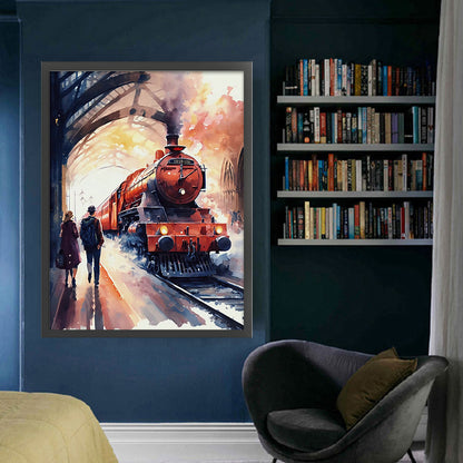 Ink Painting Train - 11CT Stamped Cross Stitch 50*65CM