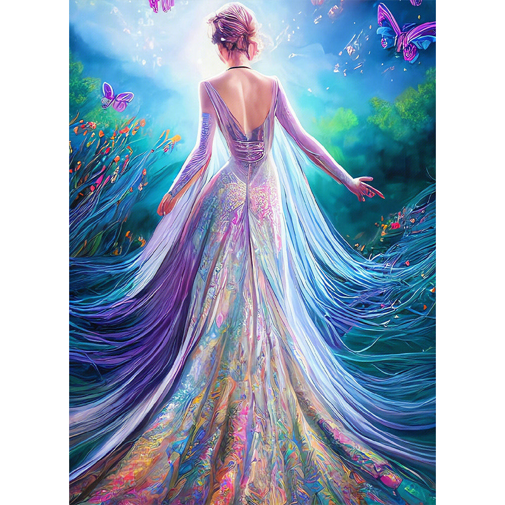 Garden Princess Back View - Full AB Dril Round Diamond Painting 40*55CM