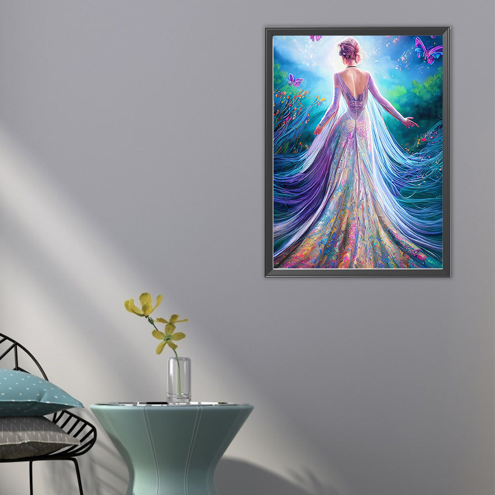 Garden Princess Back View - Full AB Dril Round Diamond Painting 40*55CM