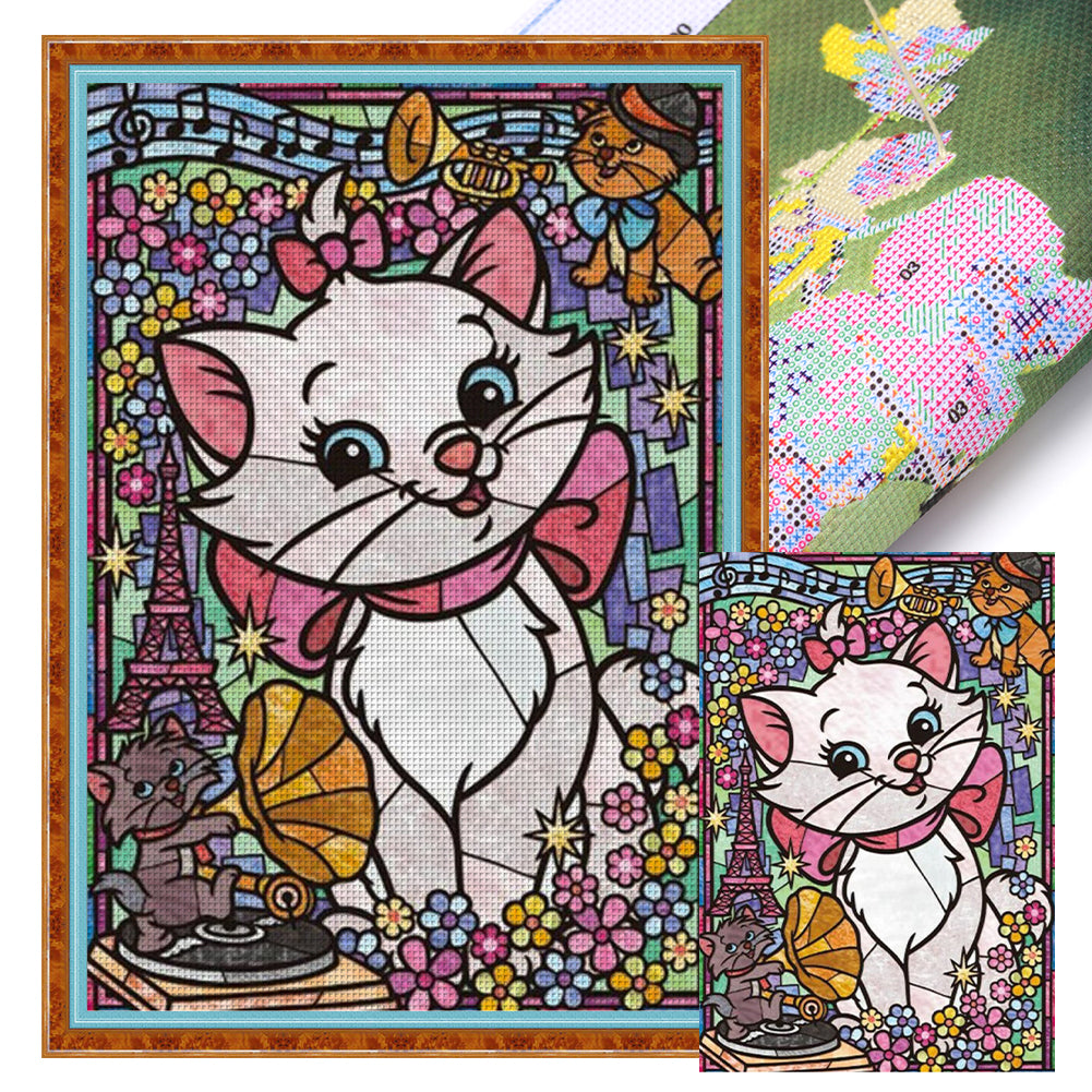 Mary Cat - 11CT Stamped Cross Stitch 50*70CM